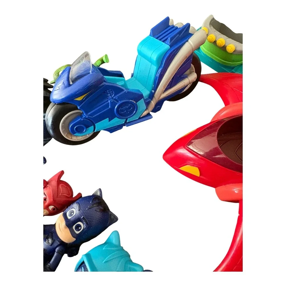 PJ Masks Toy Lot 5 Figures 5 Vehicles Catboy Owlette Gekko Romeo Disney Junior